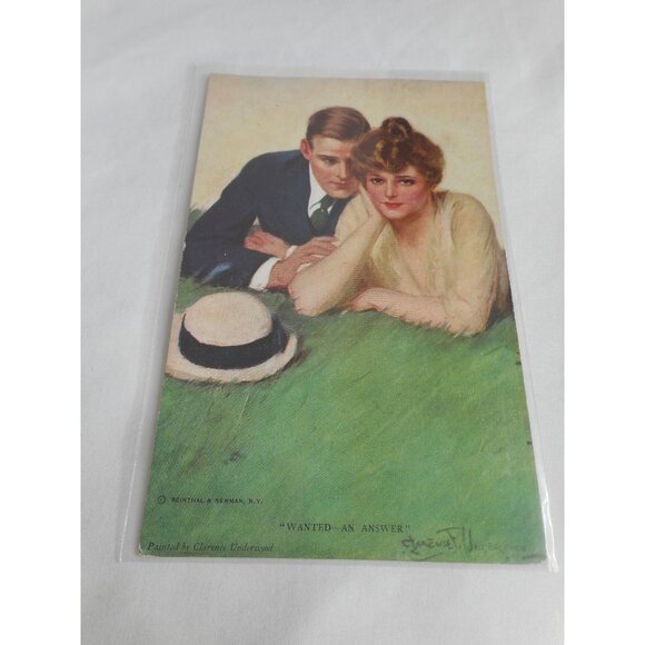 Vintage Postcard Couple 1900s unposted  Wanted an Answer - Picture 1 of 2